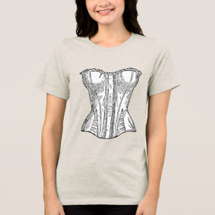 T-shirt En Tri-matière Illustration de corset vintage noir et blanc