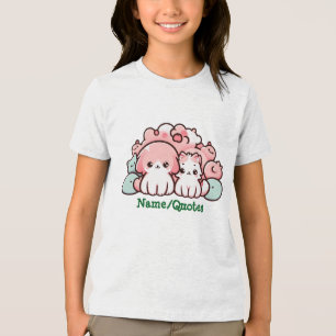 T-shirt En Tri-matière Illustration de créatures Kawaii pastel Animaux mi