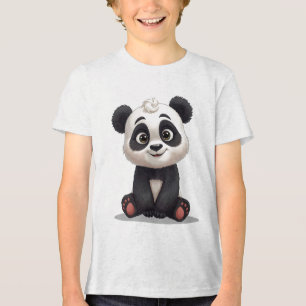 T-shirt En Tri-matière Illustration de dessin animé d'ours panda assis
