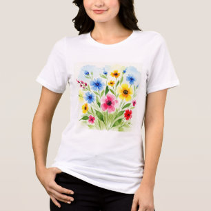 T-shirt En Tri-matière Illustration de fleurs à l'aquarelle
