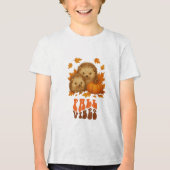 T-shirt En Tri-matière Illustration de Hérisson d'automne et script Vibes (Recto)