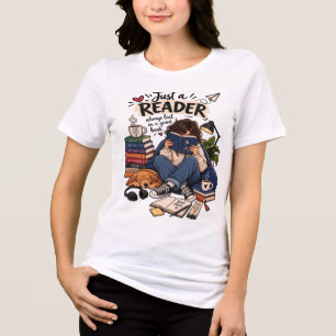 T-shirt En Tri-matière Illustration de lecteur de livre cosy
