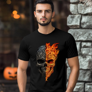 T-shirt En Tri-matière Illustration de l'Halloween de flamme de tatouage 