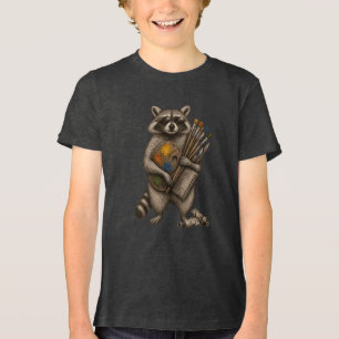 T-shirt En Tri-matière Illustration de Raton Laveur Peintre Cool