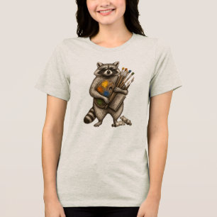 T-shirt En Tri-matière Illustration de Raton Laveur Peintre Cool