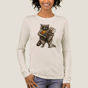 T-shirt En Tri-matière Illustration de Raton Laveur Peintre Cool
