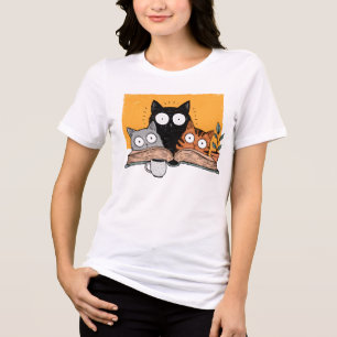 T-shirt En Tri-matière Illustration drôle de chats en lecture