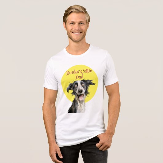 T-shirt En Tri-matière Illustration drôle de la frontière Collie Papa Chi (Recto plein)