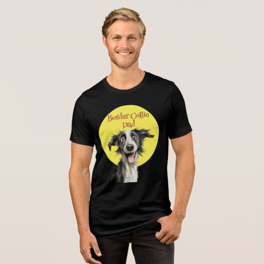 T-shirt En Tri-matière Illustration drôle de la frontière Collie Papa Chi (Recto plein)