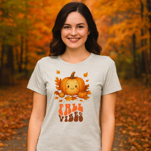 T-shirt En Tri-matière Illustration du citrouille d'automne et script de
