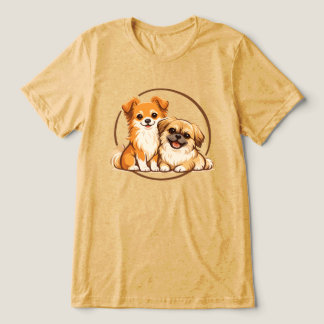T-shirt En Tri-matière Illustration du duo de chiens Pomchi et Pékinois m