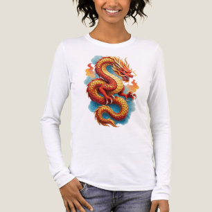 T-shirt En Tri-matière Illustration Fiery Dragon Rouge Chinois