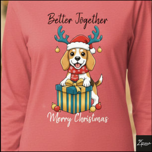 T-shirt En Tri-matière Illustration graphique de Beagle de Noël avec écha
