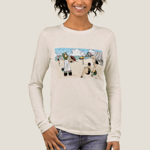 T-shirt En Tri-matière Illustration Vintage Art Déco de la Plage des Anné