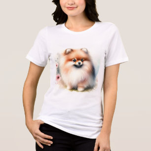T-shirt En Tri-matière Image d'aquarelle mignonne Pomeranian