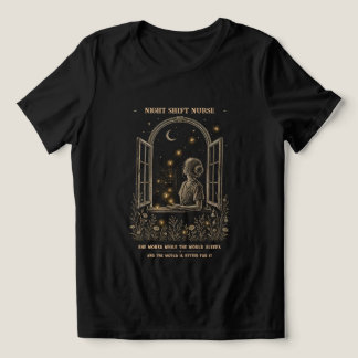 T-shirt En Tri-matière Infirmière de nuit - Lune botanique vintage fenêtr