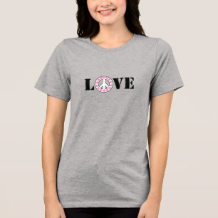 T-shirt En Tri-matière Inspirationnel Pink Love Coeurs de paix