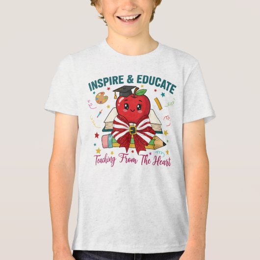 T-shirt En Tri-matière "Inspire & Educate Teacher T-Shirt – Cute Apple (Recto)