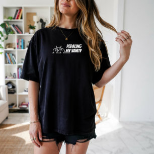 T-shirt En Tri-matière Ironie de fille à vélo noir blanc