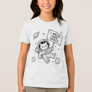 T-shirt En Tri-matière J'ai Besoin De Plus D'espace Drôle Chat Astronaute