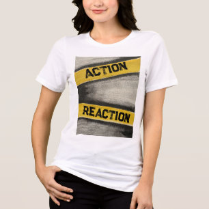T-shirt En Tri-matière Jaune et graphite féminin "Action et réaction"