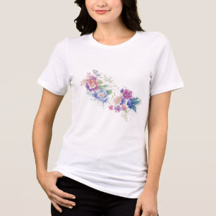 T-shirt En Tri-matière jaune pastel floral blanc rose