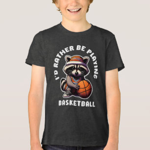 T-shirt En Tri-matière Je Plais Plutôt Jouer Basketball Funny Racoon Cade