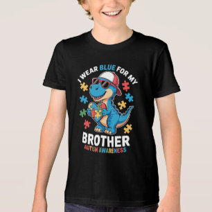 T-shirt En Tri-matière Je Porte Bleu pour Mon Frère Dino Sensibilisation
