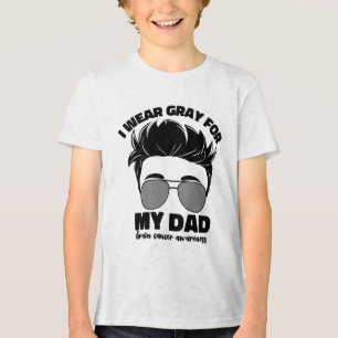 T-shirt En Tri-matière Je Porte Gray Pour Mon Père Cerveau Cancer Guerrie