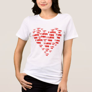 T-shirt En Tri-matière Je t'aime Typographie Rouge moderne Aimer Coeur