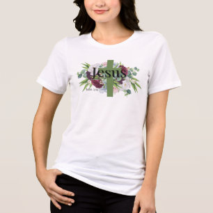T-shirt En Tri-matière Jean 3:16 - Croix avec fleurs Vintages