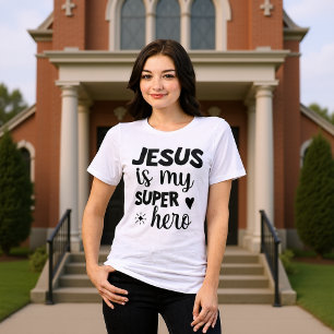 T-shirt En Tri-matière Jésus est mon super-héros Tee de foi moderne