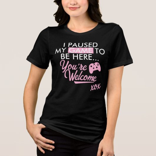 T-shirt En Tri-matière Jeu Pausé Pastel Rose fille Slogan Gamer fille (Recto)