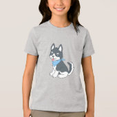 T-shirt En Tri-matière Joli Cartoon Husky Chien chiot (Recto)