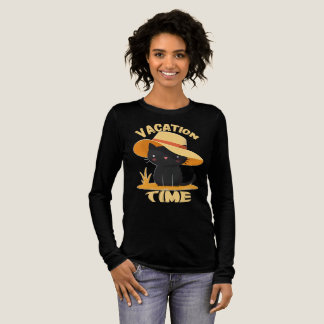 T-shirt En Tri-matière Joli Chat Noir avec Chapeau de Soleil – Temps de V