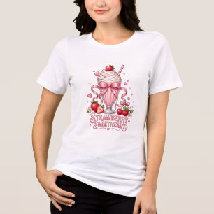 T-shirt En Tri-matière Joli dessert de milkshake rose à la fraise