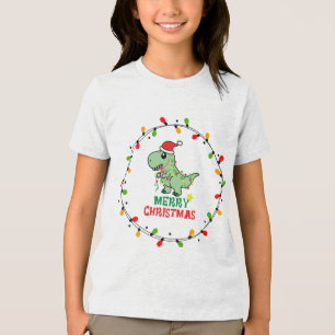 T-shirt En Tri-matière Joli Dino Santa Joyeux Noël