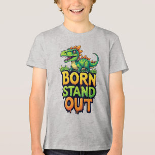 T-shirt En Tri-matière Joli Dinosaure Vert Avec Typographie Gras