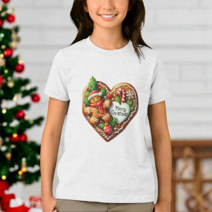T-shirt En Tri-matière Joli Noël Gingerbread Homme Coeur