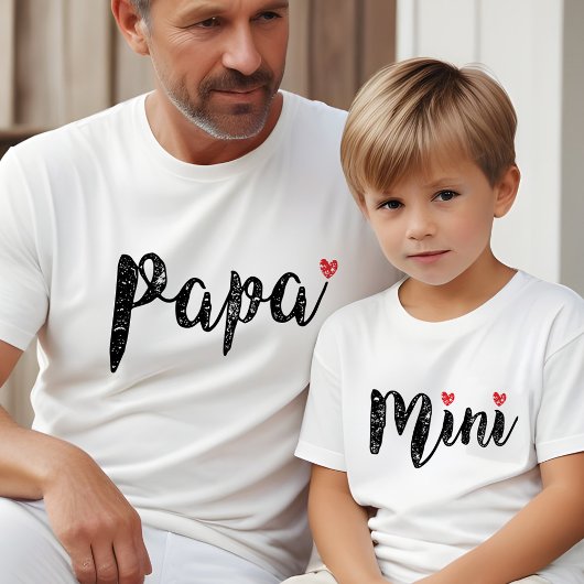 T-shirt En Tri-matière Joli Papa Et Mini Script Et Coeur Amusant