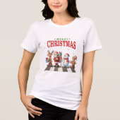 T-shirt En Tri-matière Joli renne de Noël Père Noël Snowman (Recto)