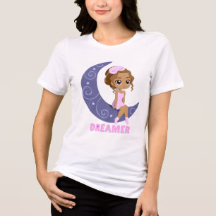 T-shirt En Tri-matière Jolie Fille de la Lune Rêveuse Esthétique Blanc