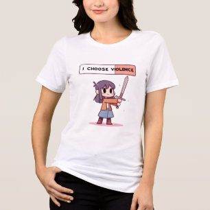 T-shirt En Tri-matière Jolie fille en pixel art "Je choisis la violence" 