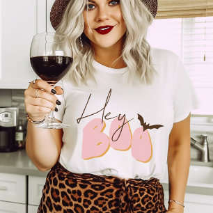 T-shirt En Tri-matière Jolie Halloween Hey Boo Rose Orange Bat Drôle Cita