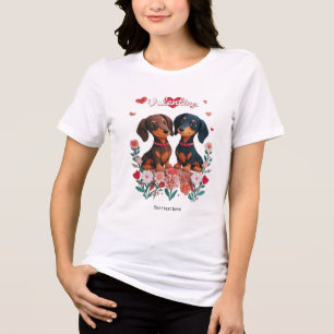 T-shirt En Tri-matière Jolis Dachshunds Ravissent les Cœurs des Amoureux