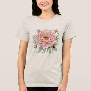 T-shirt En Tri-matière Jolis insectes de jardin Art aquarelle paeonie