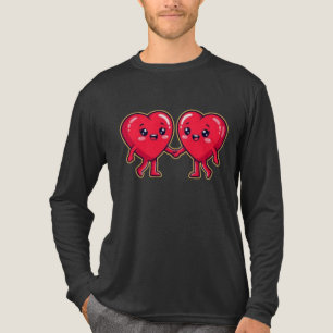 T-shirt En Tri-matière Jolis personnages en forme de cœur se tenant la ma