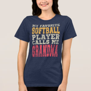 T-shirt En Tri-matière Joueuse de softball préférée Grand-mère Typographi