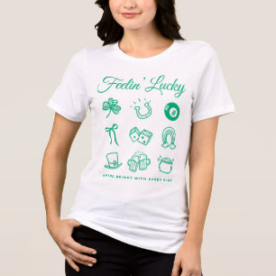 T-shirt En Tri-matière Jour de la Saint Patrick Cute Doodle Art Lucky Iri