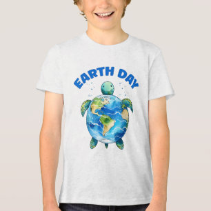 T-shirt En Tri-matière Jour des terres 2025 Sea Turtle Art Sauvez La Plan